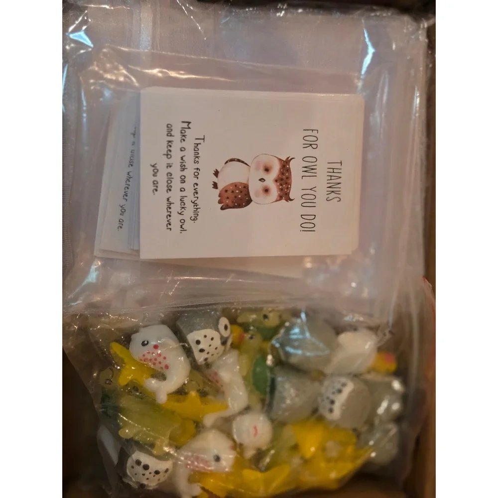 Bulk Miniature Animal Figurines and Appreciation Cards Set 50 total